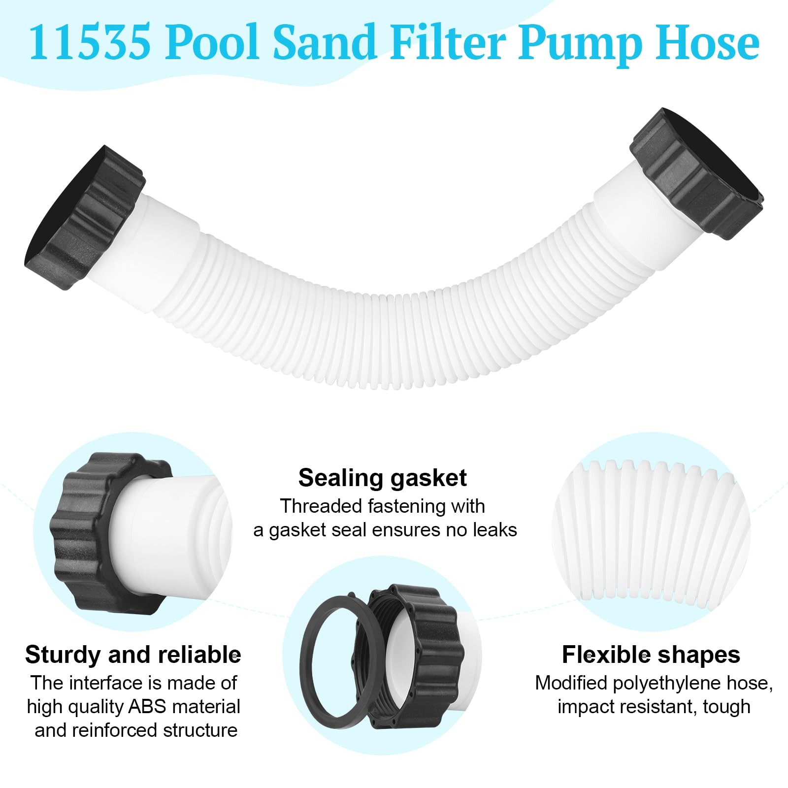 11535 Pool Sand Filter Pump Hose, 16 Inch Interconnecting Hose for Intex Sand Fi