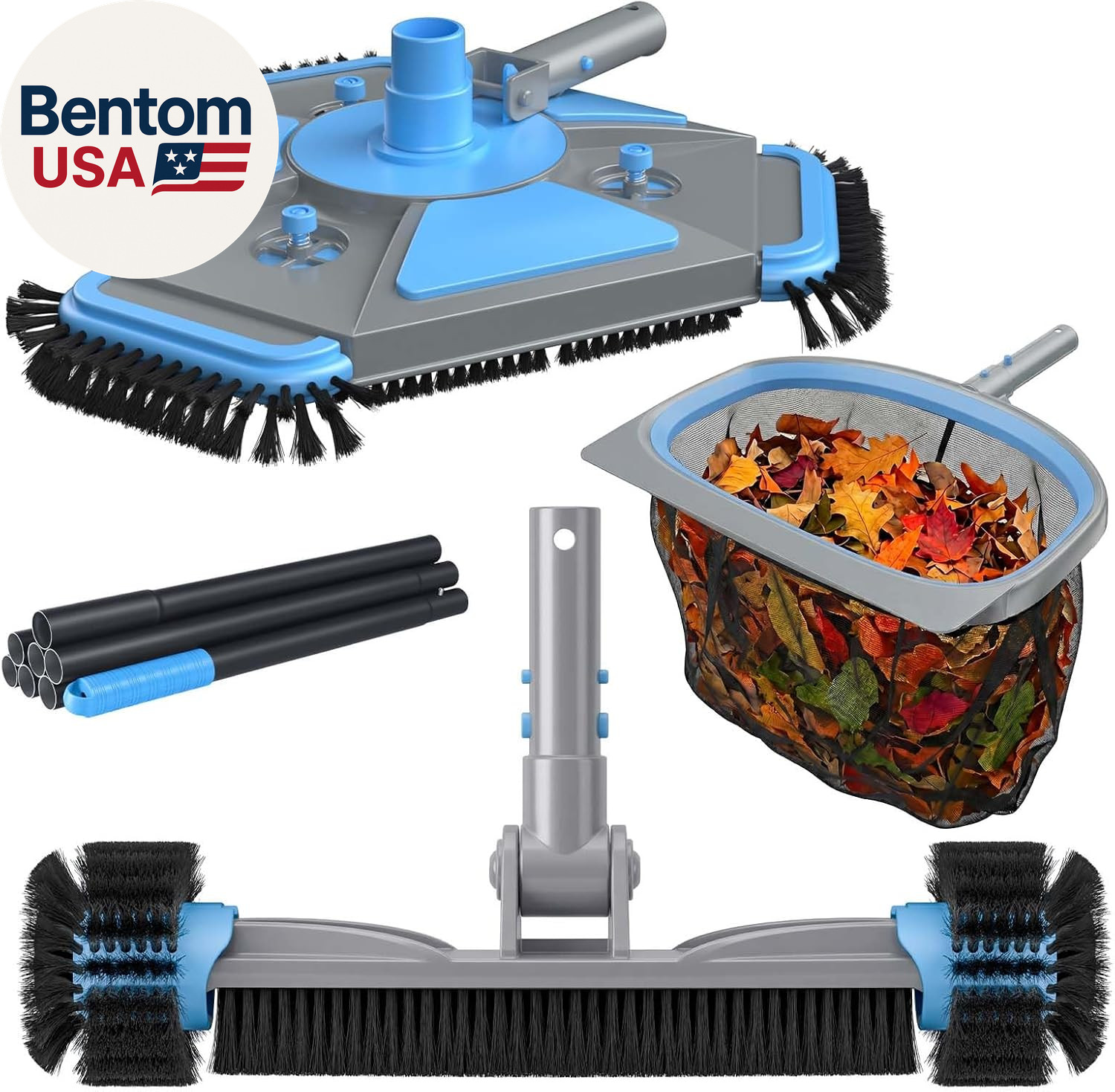 4-In-1 Deluxe Swimming Pool Cleaning Kit – Includes Upgrade Triangular Pool Vacu