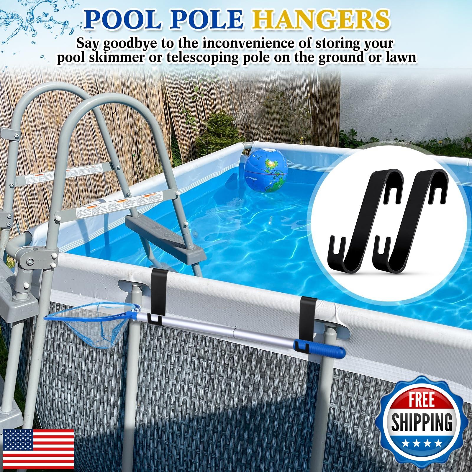 DoubleFill 4 PCS Poolside Pool Leaf Skimmer Net Holder Pole Hangers Above Gro