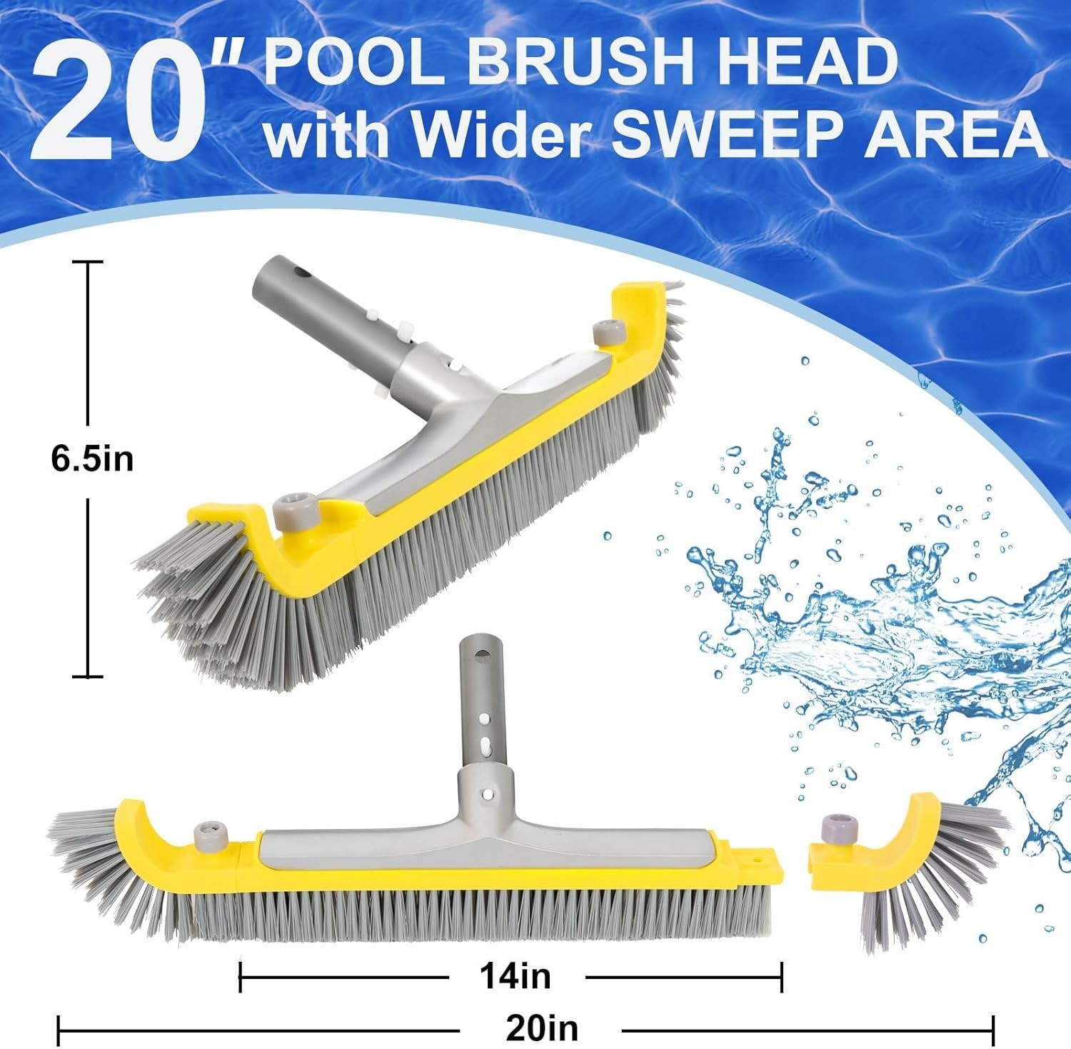 Heavy Duty 20 Inch Pool Brush with BPT Bristles for Inground Pool Cleaning