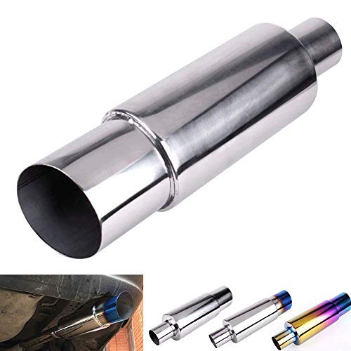 Exhaust Muffler,Universal Stainless Steel Exhaust Burnt Tip,14.8 inches Silver