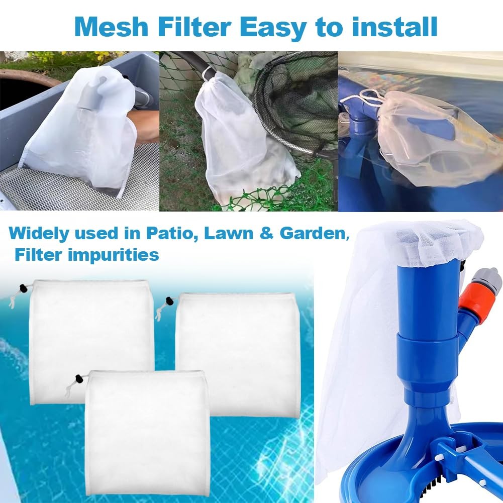 Fine Mesh Filter Bags for Leaf Vacuum Pool Cleaners,Universal Fit for Pools A…