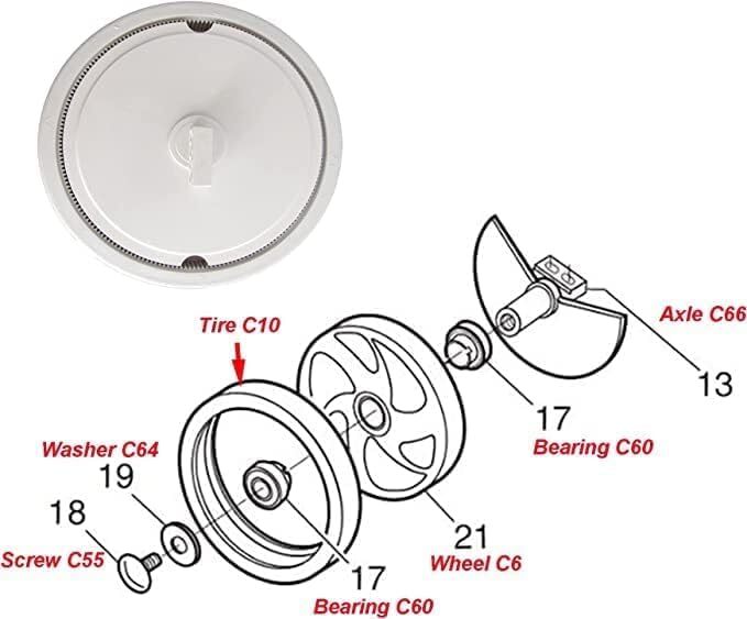 3 PK Large Wheel C6 Assembly with Axle/Bearing/Tire For Polaris 280 Pool Cleaner