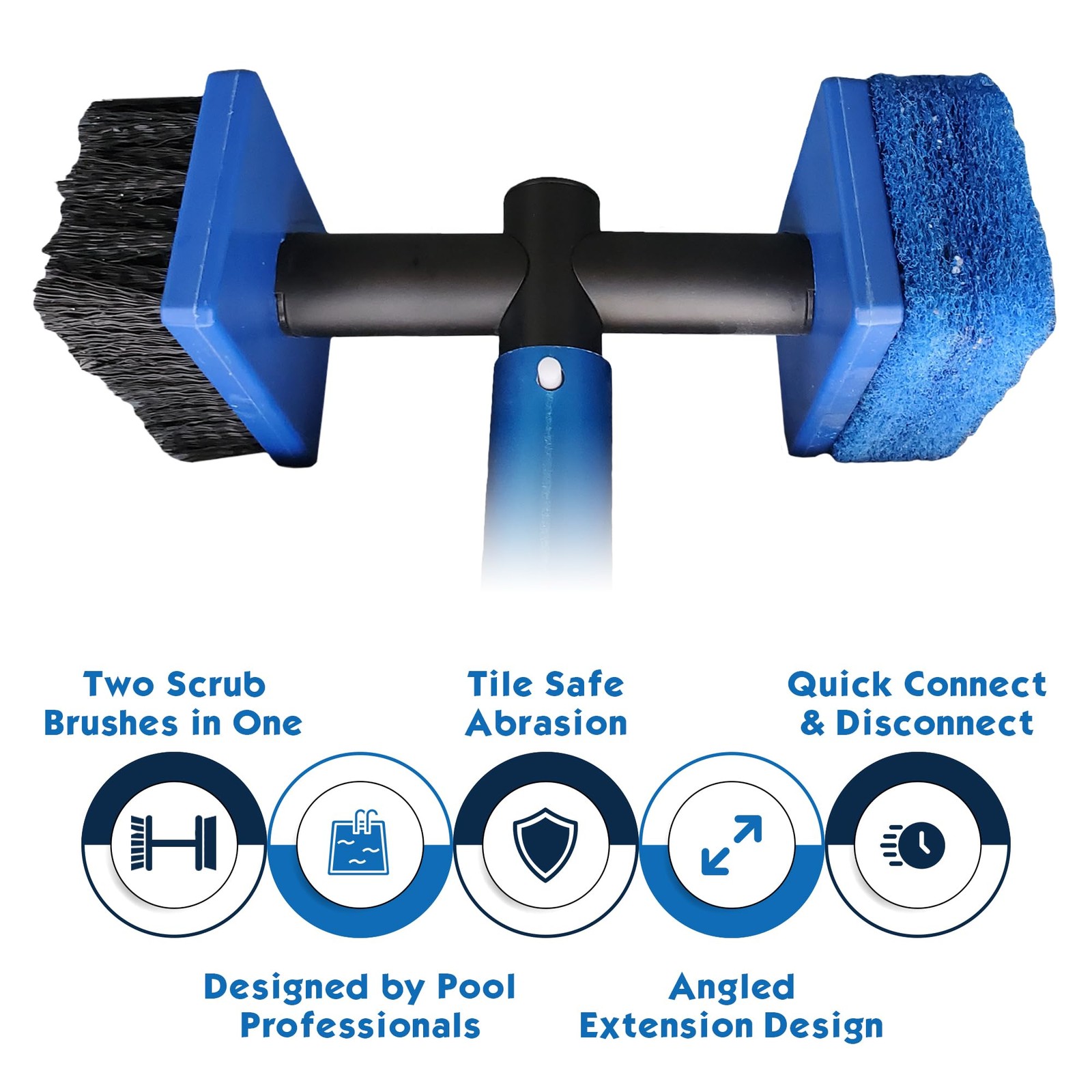 2-in-1 Pool Tile Brush Scrubber for Waterline Scale and Tile Cleaning