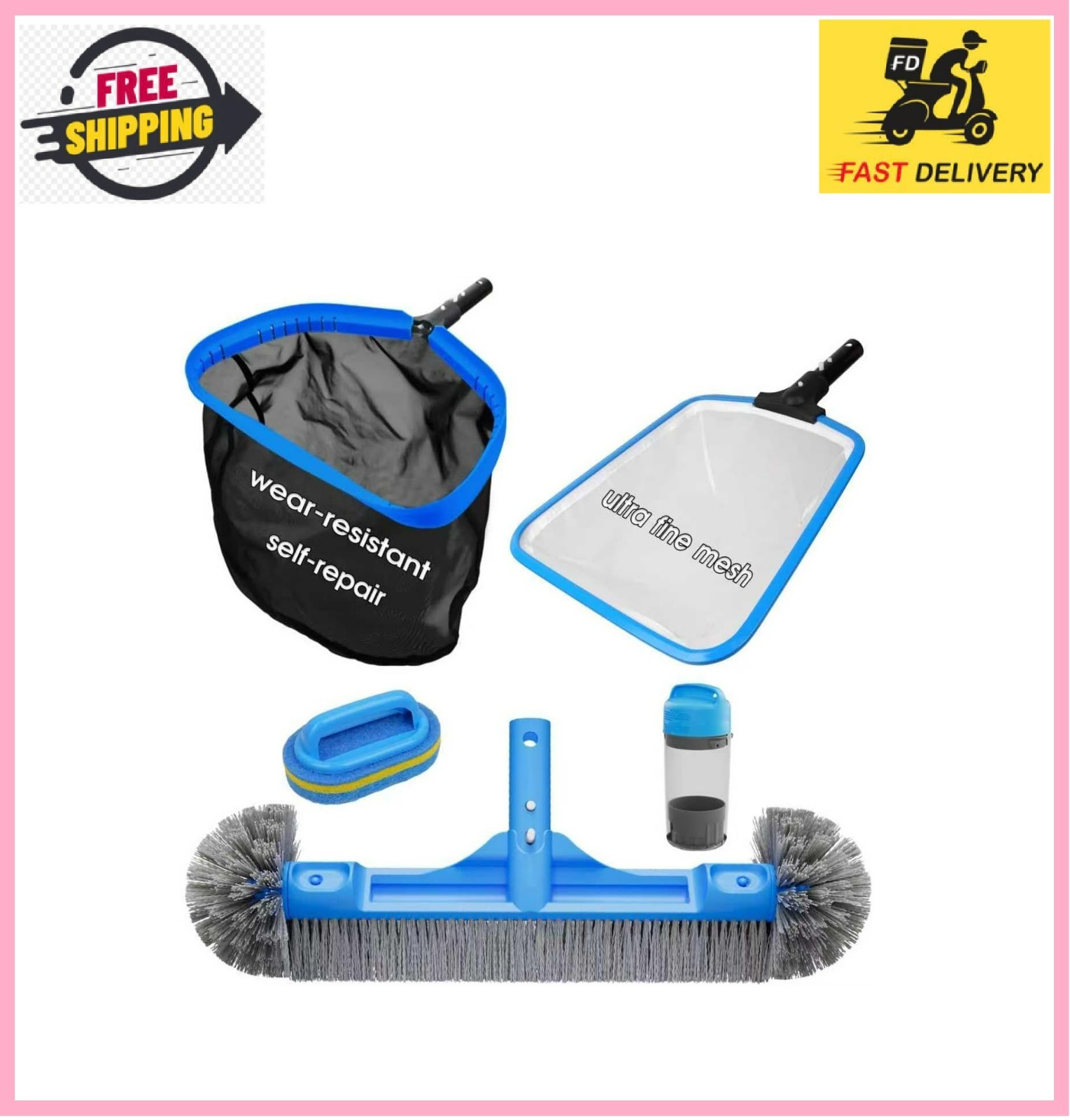 TidyMister All in One Pool Cleaning Kit – 18 » Repairable Pool Nylon Net & 18