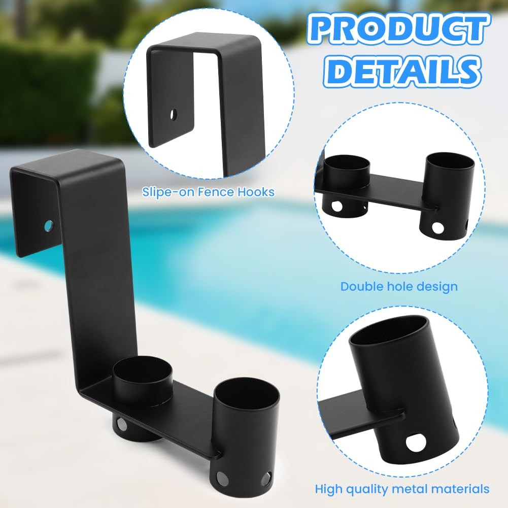 2Pcs Pool Fence Hooks, Adjustable Pool Tool Organizer for Hanging Pools Clean…