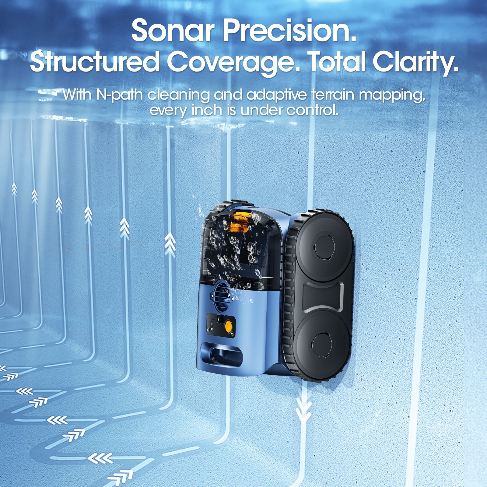 SEAUTO SAT25 Cordless Robotic Pool Cleaner 3H Floor/Wall/Waterline Cleaning