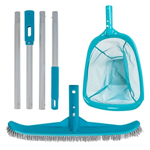 Pool Maintenance Kit with Leaf Skimmer Net, Brush, and Adjustable Pool Set