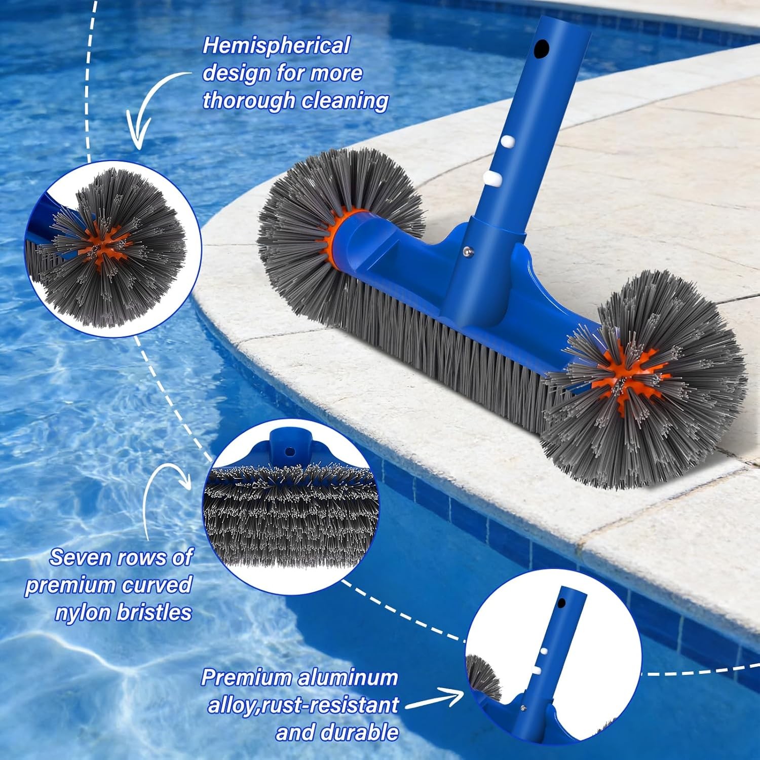 Pool Cleaning Kit: 12.5&Prime; Brush, Fine Mesh Skimmer, 76.5&Prime; Pole