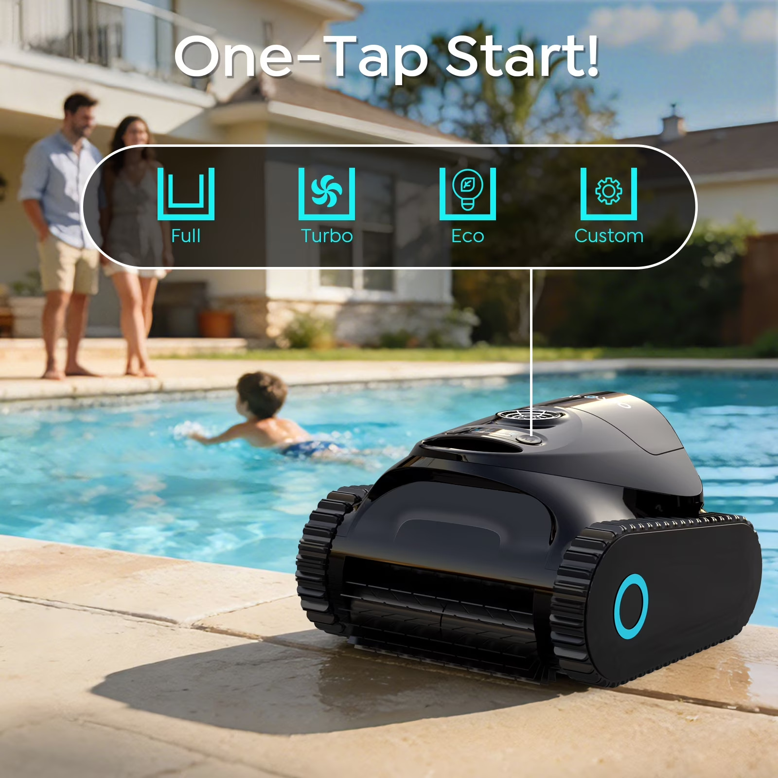 C1 Cordless Robotic Pool Cleaner, Wall & Waterline Cleaning, Blue
