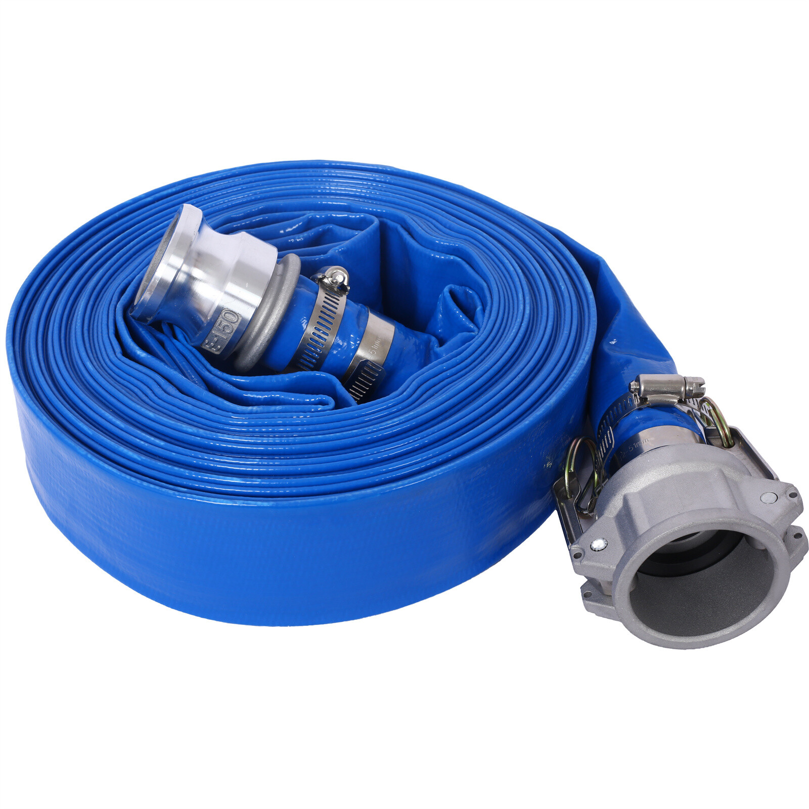 Discharge Hose 1.5&Prime;x 50FT PVC Lay Flat Hose Backwash Drain Hose with Clamp Lock