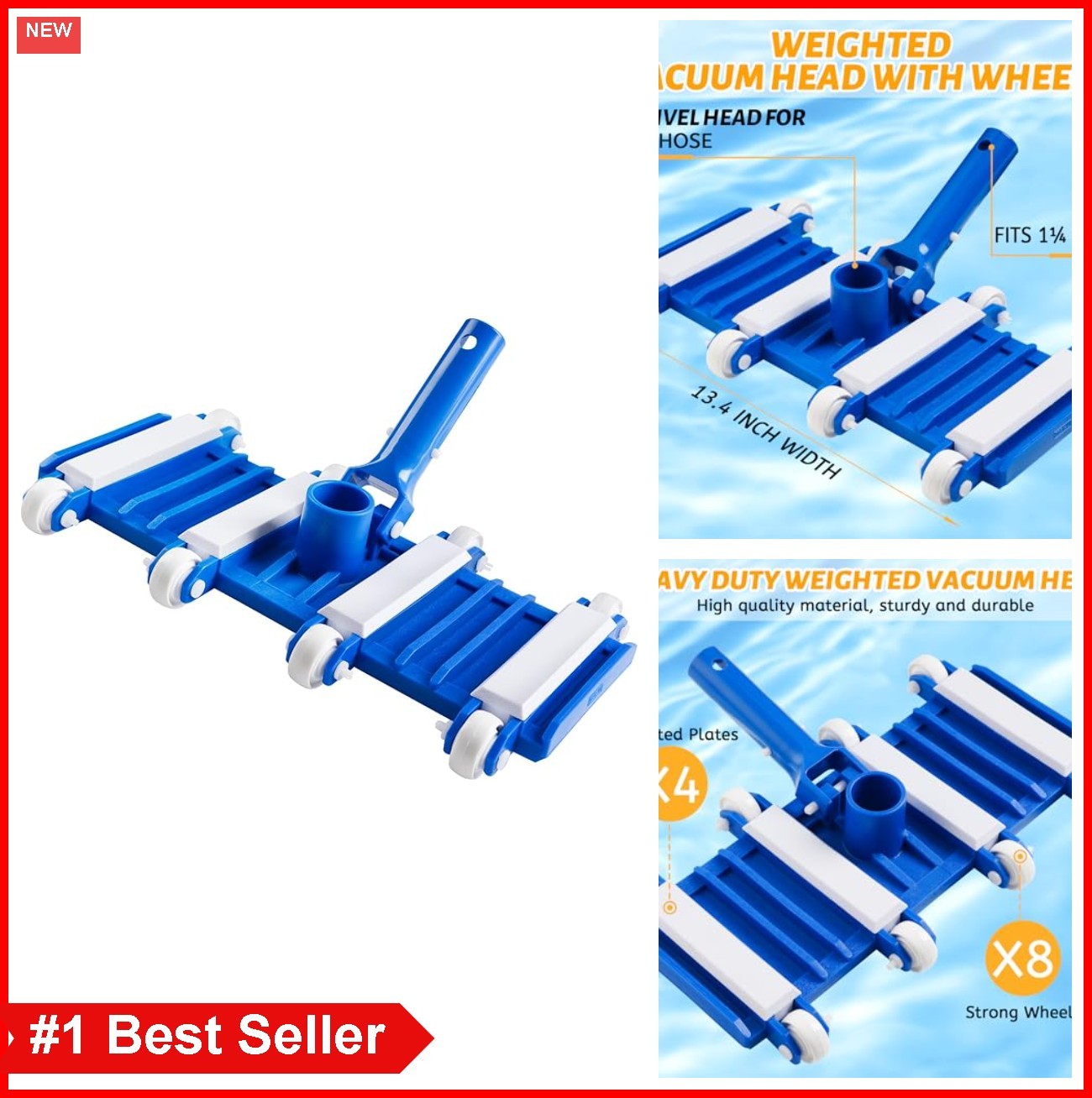 Pool Vacuum Head with Wheels 14 Inch Heavy Duty for Inground and Above Ground