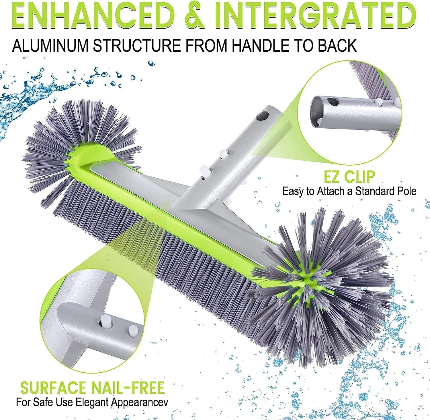 Professional Swimming Pool Brush Head with round Ends,17.5&Prime; Heavy Duty Aluminum