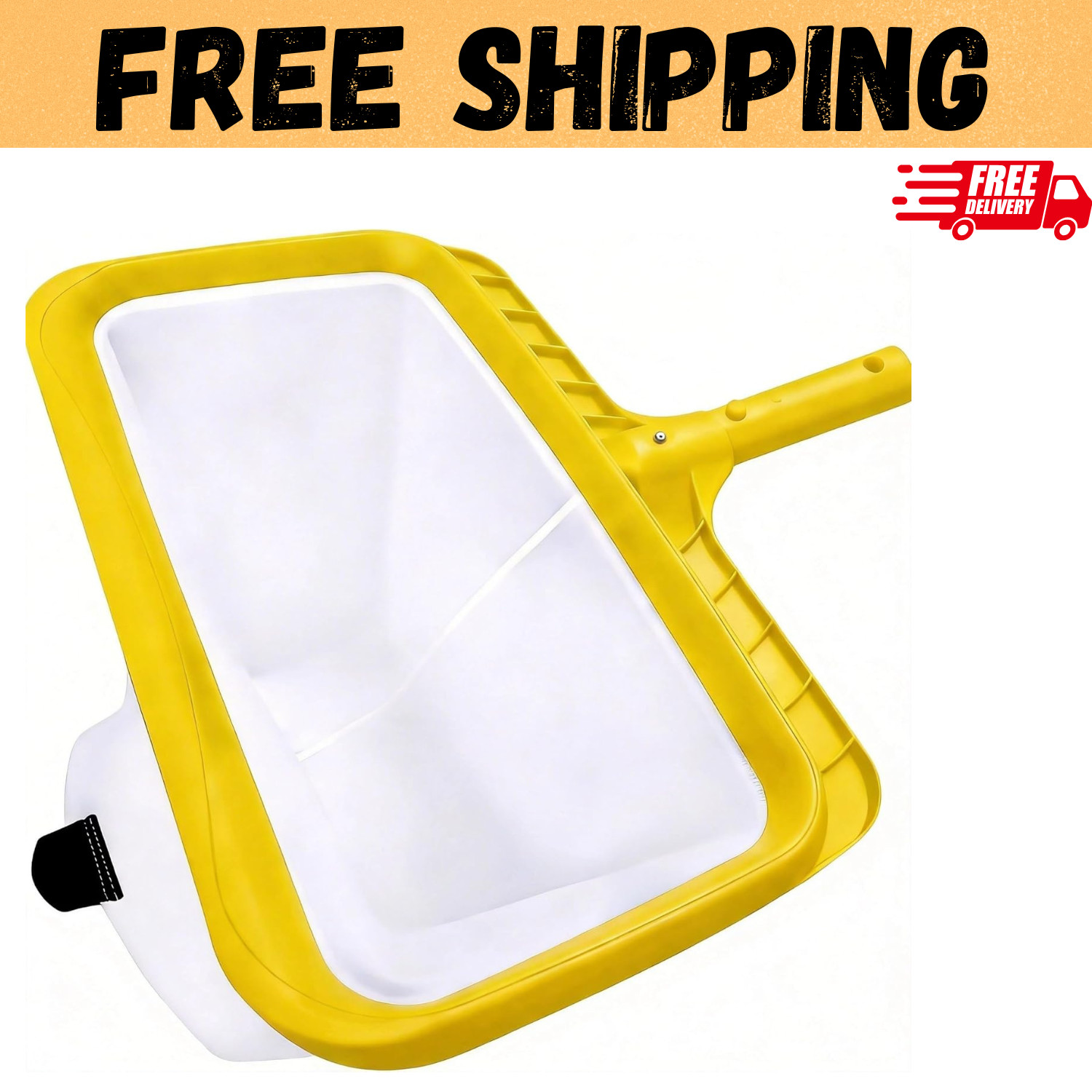 Professional Pool Skimmer Net with Yellow Frame & 30-Mesh – Heavy Duty Deep Leaf