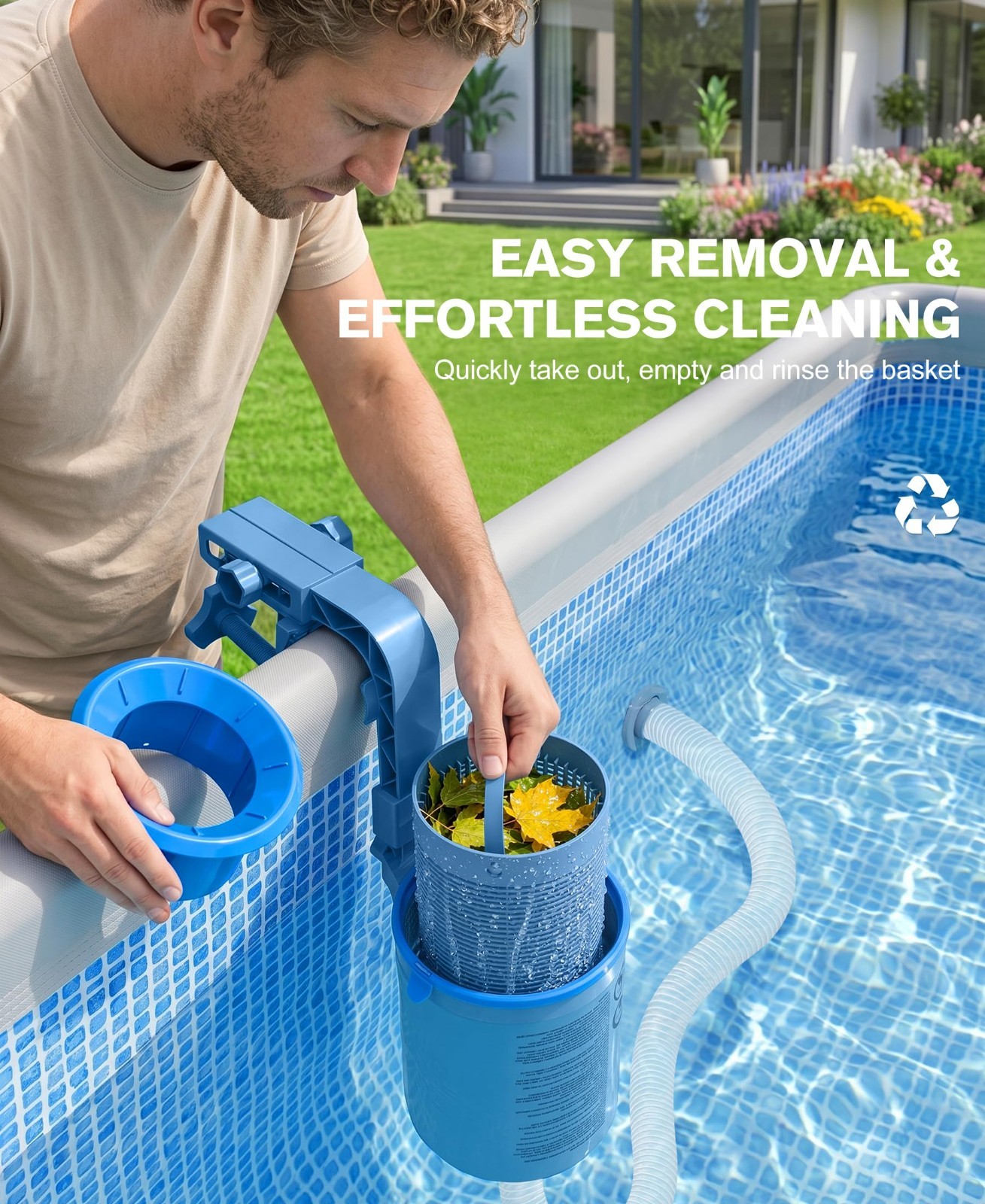 2026 Above Ground Pool Skimmer with 3 Socks | Wall Mount Surface Cleaner, Anti-T