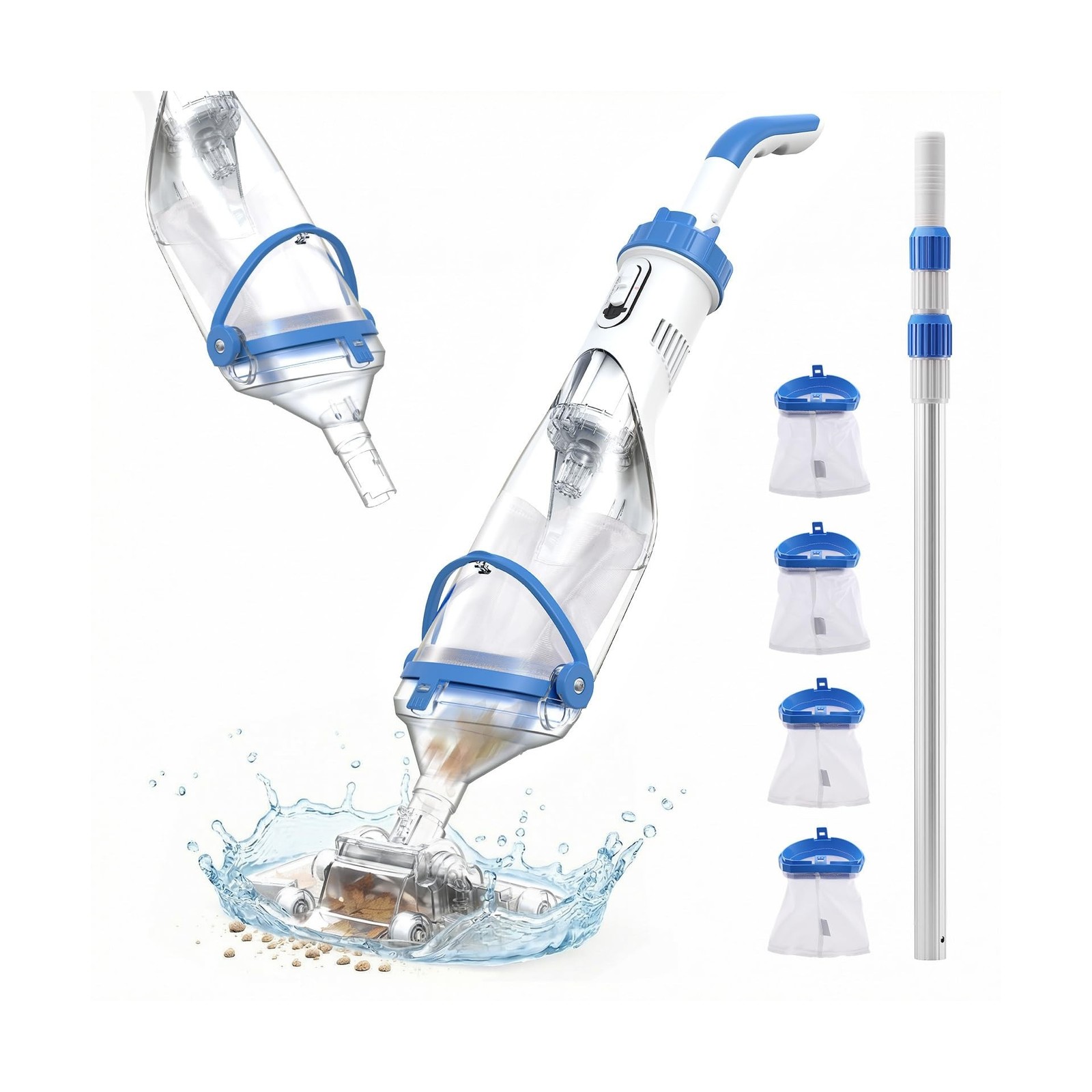 Handheld Pool Vacuum for Above Ground & Inground Pools, Consciot Cordless Rec…