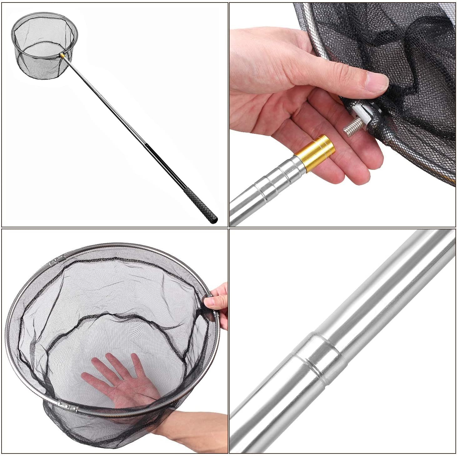 Pool Skimmer Net with Stainless Steel Telescopic Pole,58&Prime; Extendable Leaf Ski…
