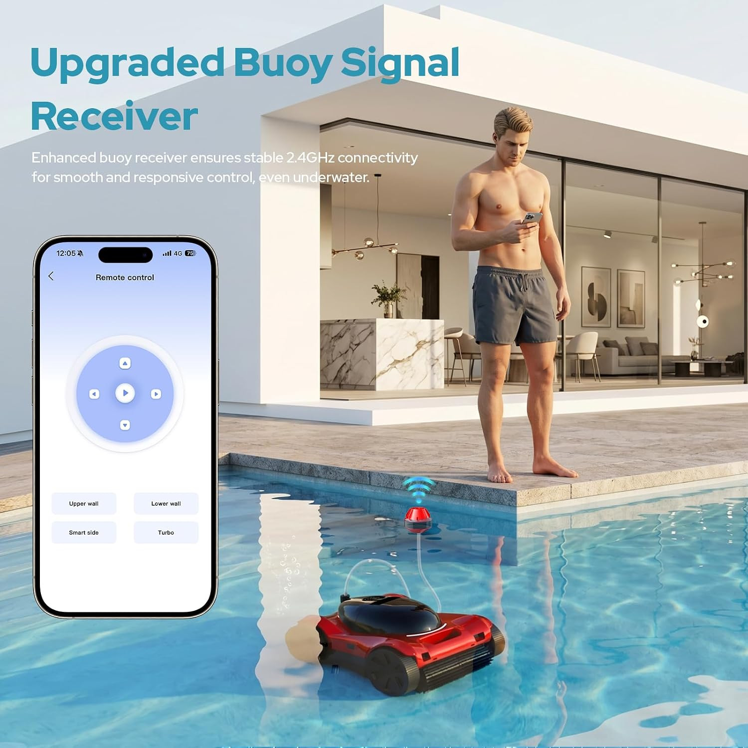FL-01 Robotic Pool Cleaner for All Pool Shapes, Wall & Waterline Pool Vacuum Rob