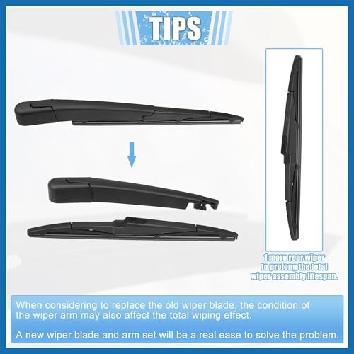 Rear Windshield Wiper Blade Arm Set Back Wiper Assembly Replacement Fit for