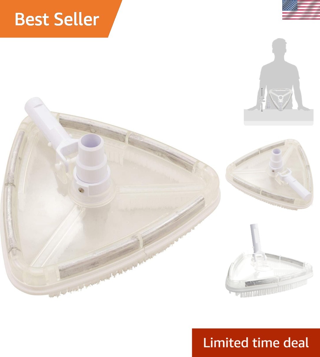 Manual Pool Vacuum 196 – Vinyl Liner with Transparent Design for Easy Cleaning