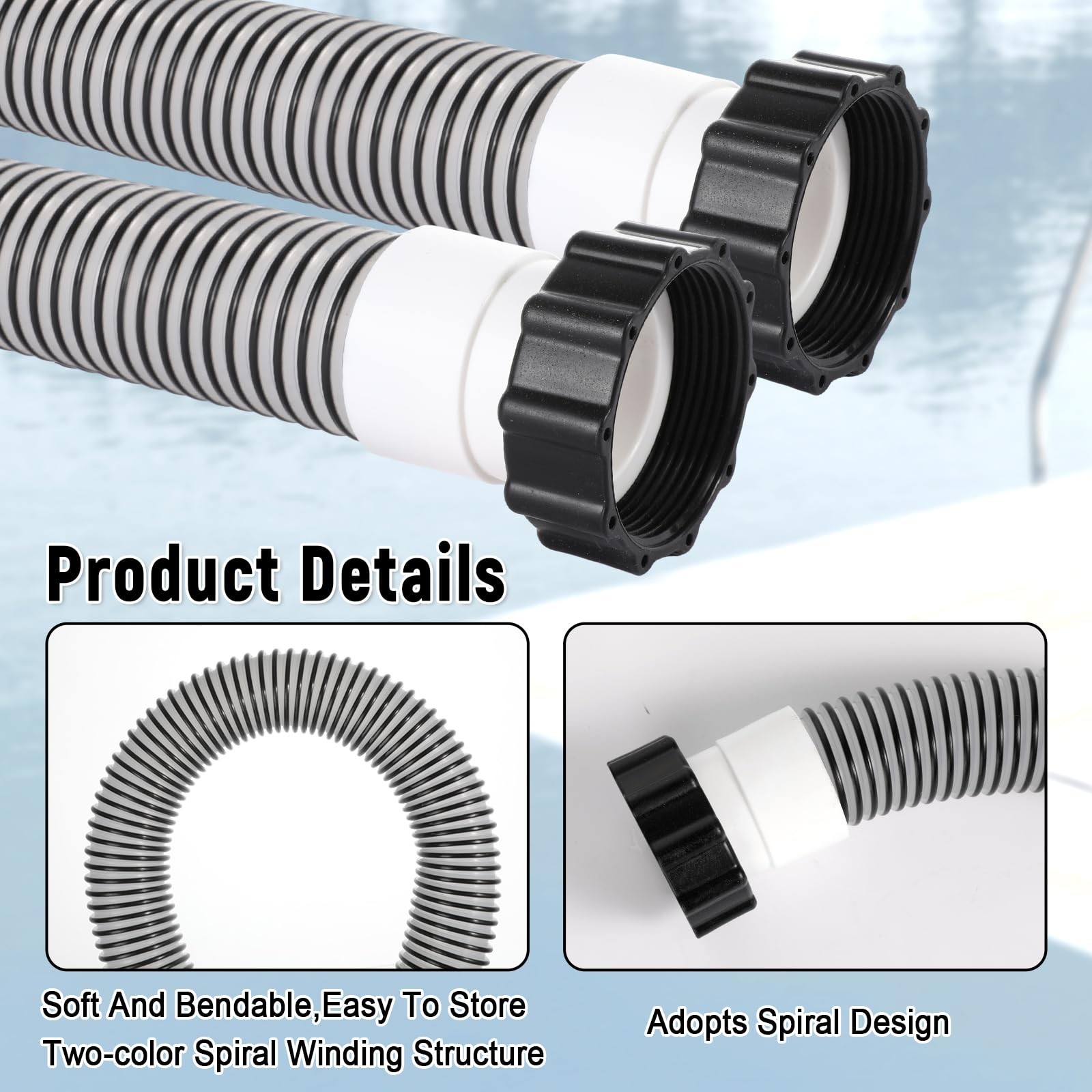Conderyang 24inch 1 1/2&Prime; Pool Sand Filter Pump Hose For Above Ground Black