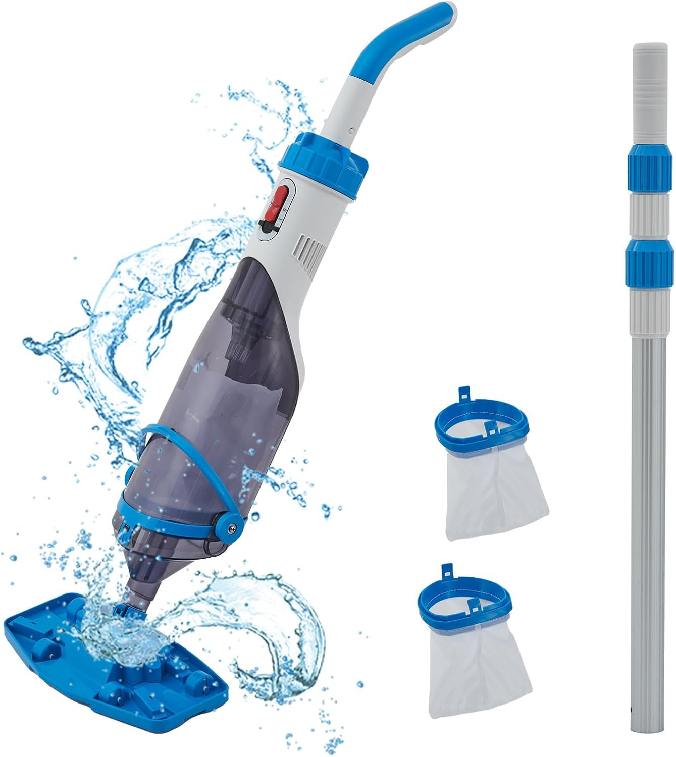 Cordless Handheld Pool Vacuum with Telescopic Pole, Rechargeable Handheld Hot Tu