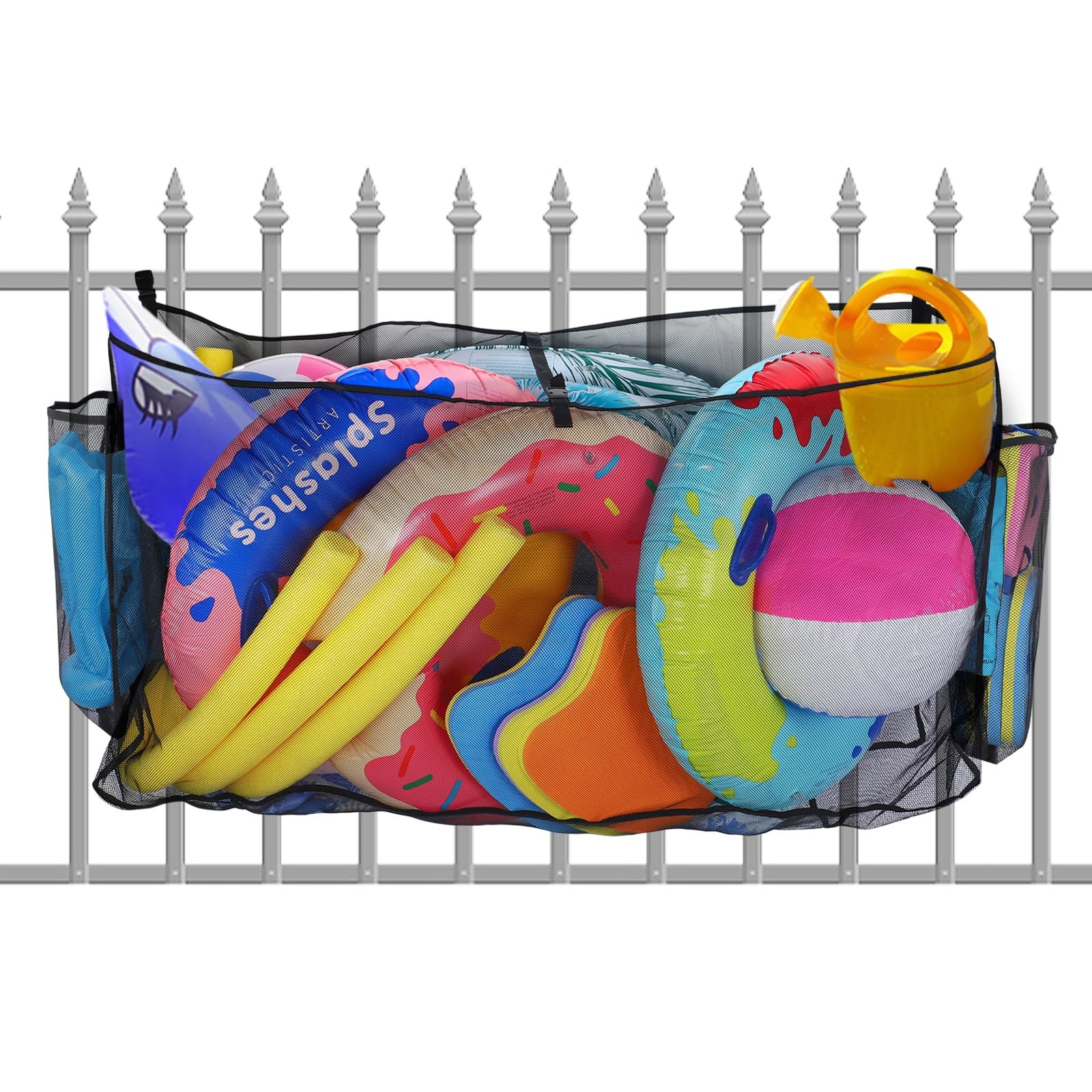 PAMASE Pool Float Storage Bag – 58×31.5x13in Large Hanging Pool Toy Storage Mesh