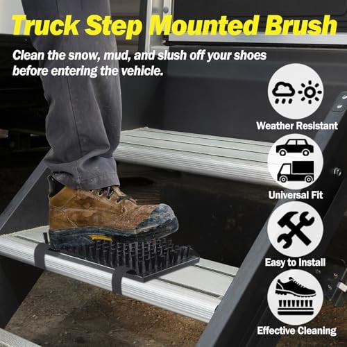 Truck Step Mounted Brush, Heavy Duty Boot Brush Cleaner, Universal Boot