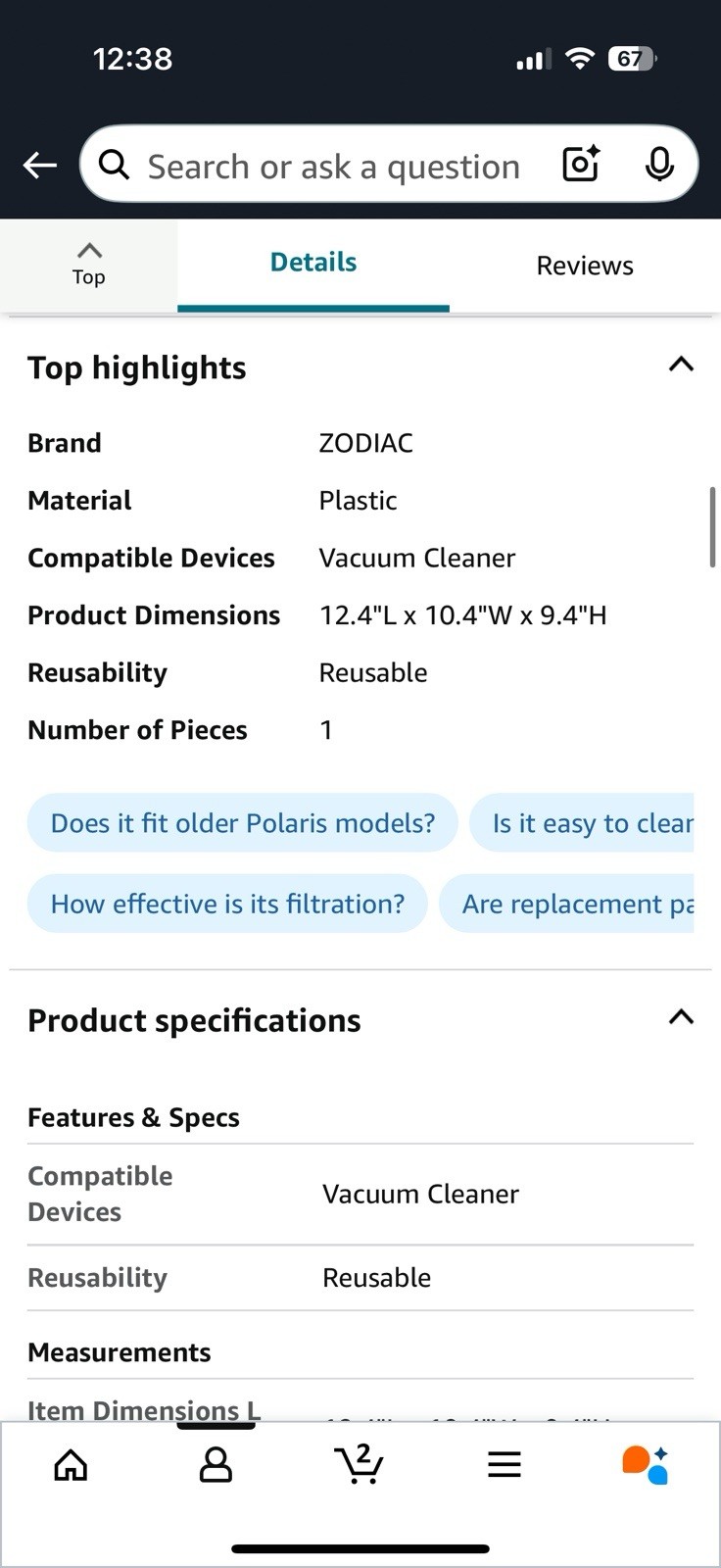 Zodiac Polaris R0535800 Replacement 9300/9400/9500 Filter