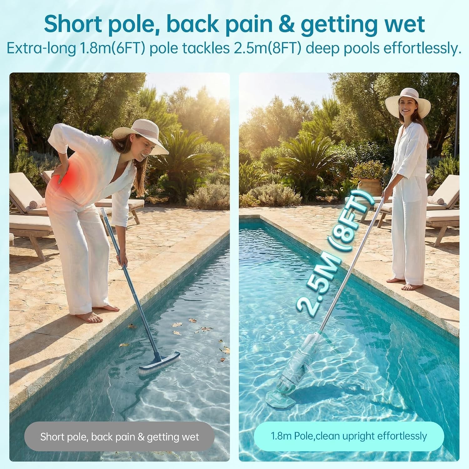 Efficient Hot Tub Vacuum – 60-Min Battery Life & Versatile for Pool Cleaning