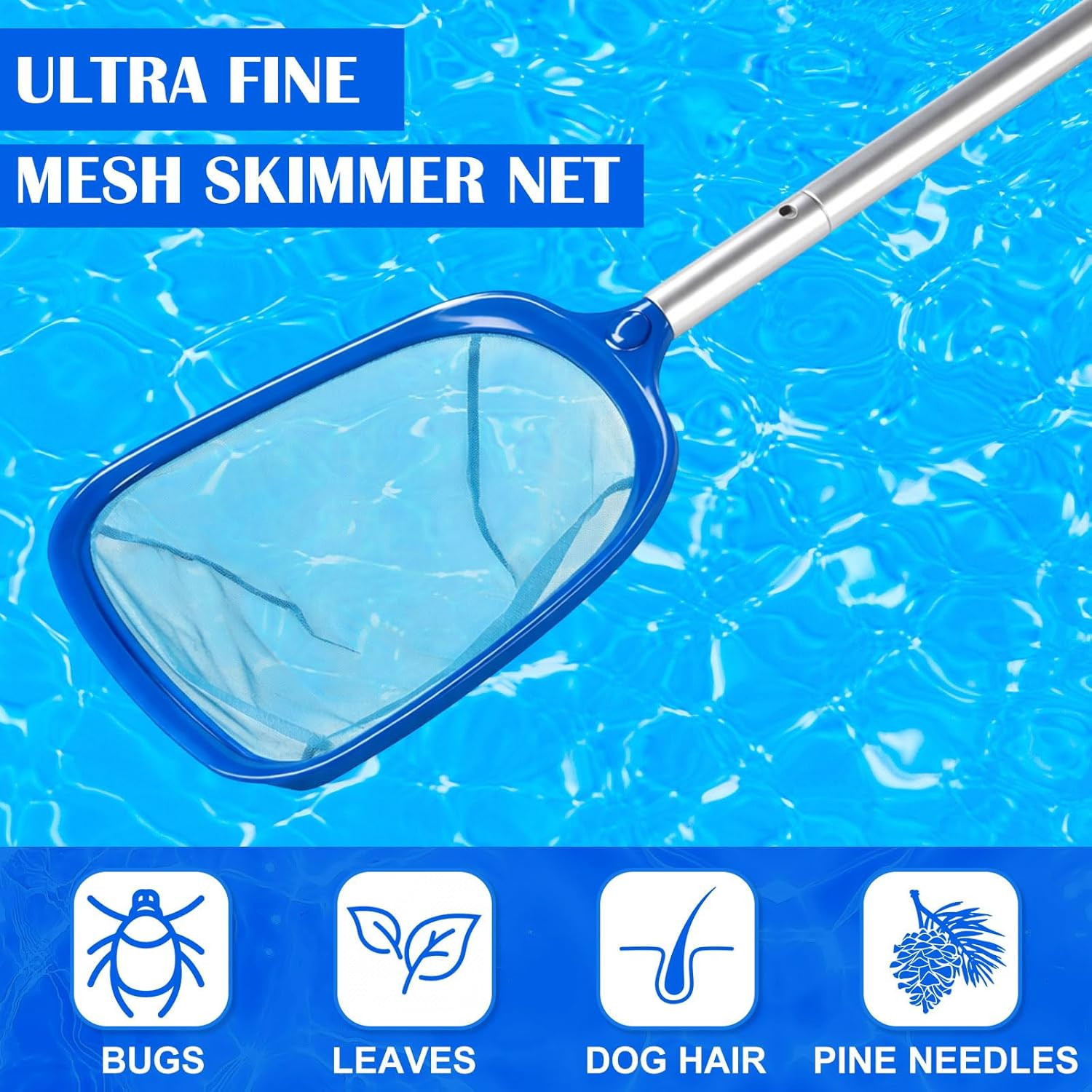 3 Pcs Pool Cleaning Kit Manual Vacuum Head Brush Skimmer Net