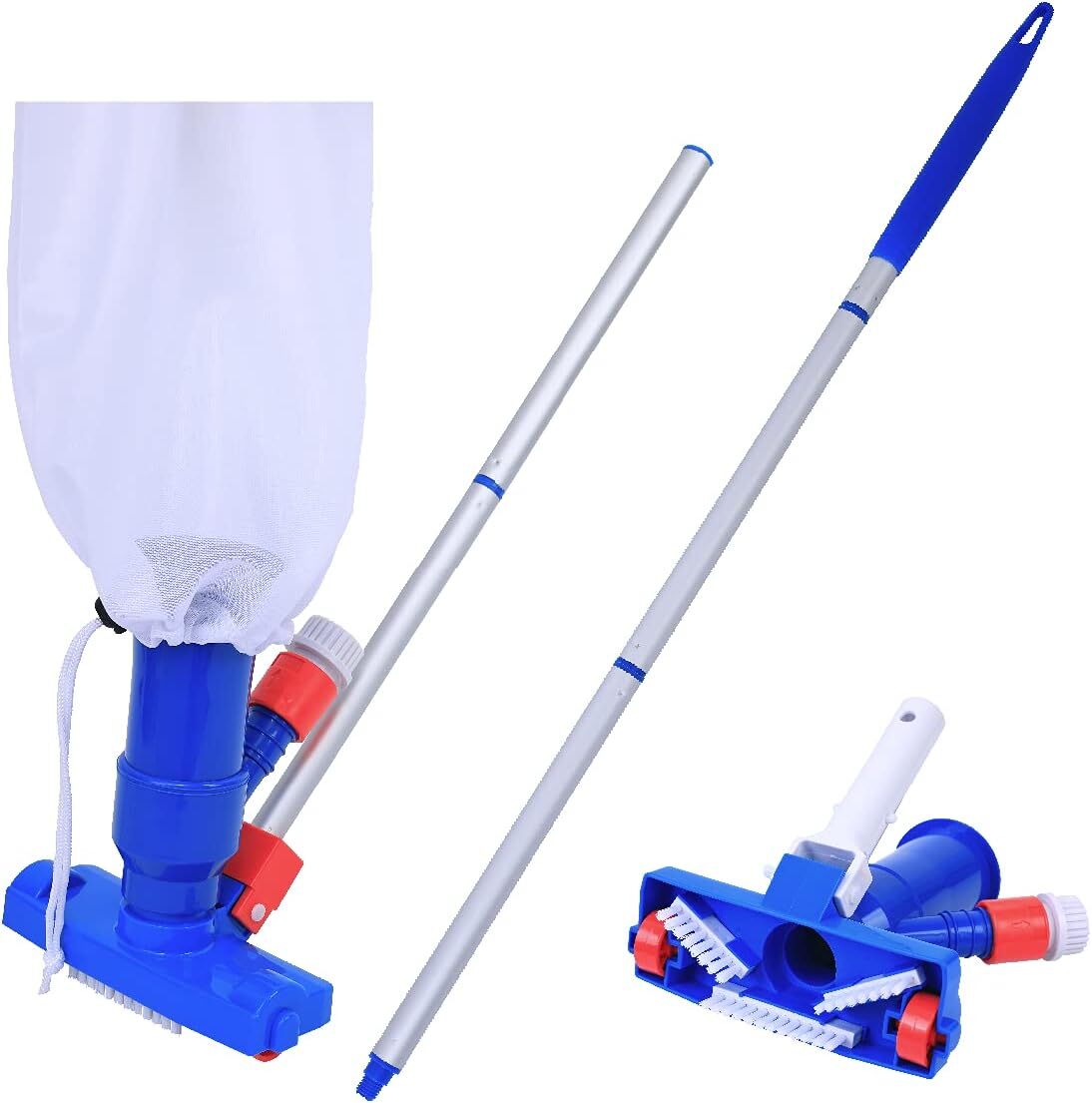 Pool Spa Jet Vacuum Cleaner W/ Brush & 4&prime; Poles For Above-ground Pool, Spa