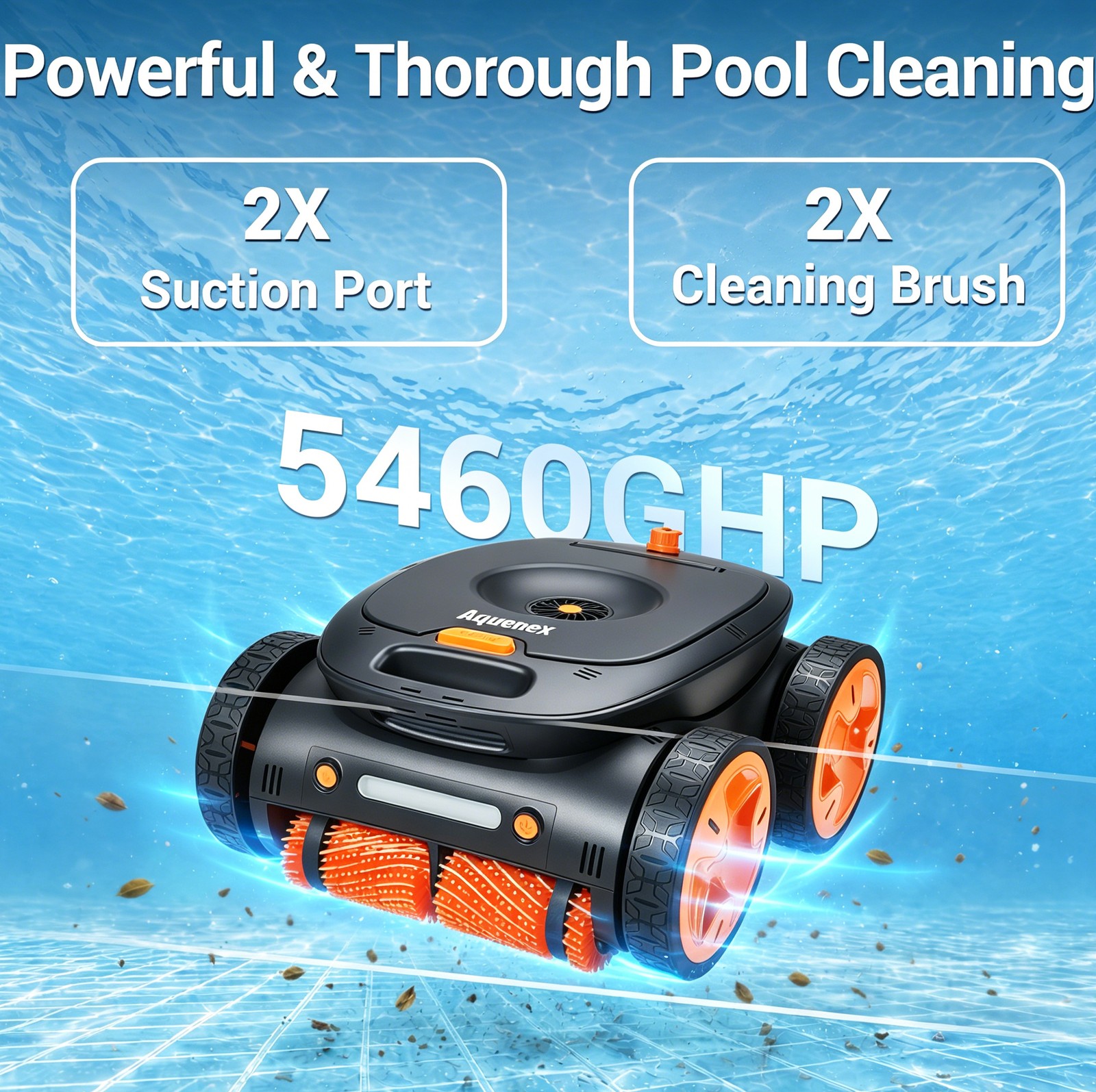 Cordless Robotic Pool Cleaner Automatic Pool Robot Vacuum 5-Motor Remote Control