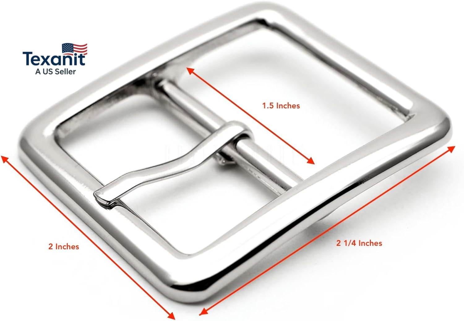 1Pc 1.5 Inches Single Prong Belt Buckle Square Center Bar Buckles Leather Craft