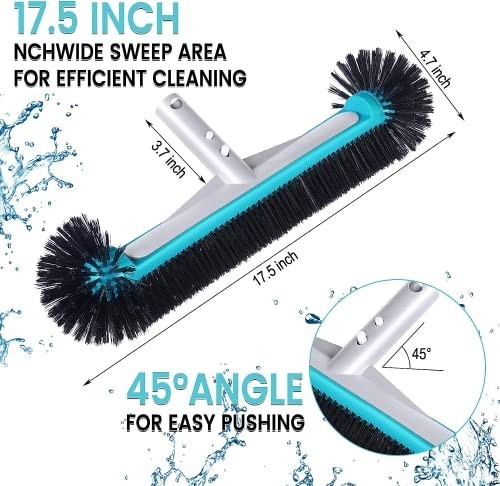 Heavy Duty 17.5&Prime; Pool Brush Head – Aluminum, Nylon Bristles for Walls & Floors