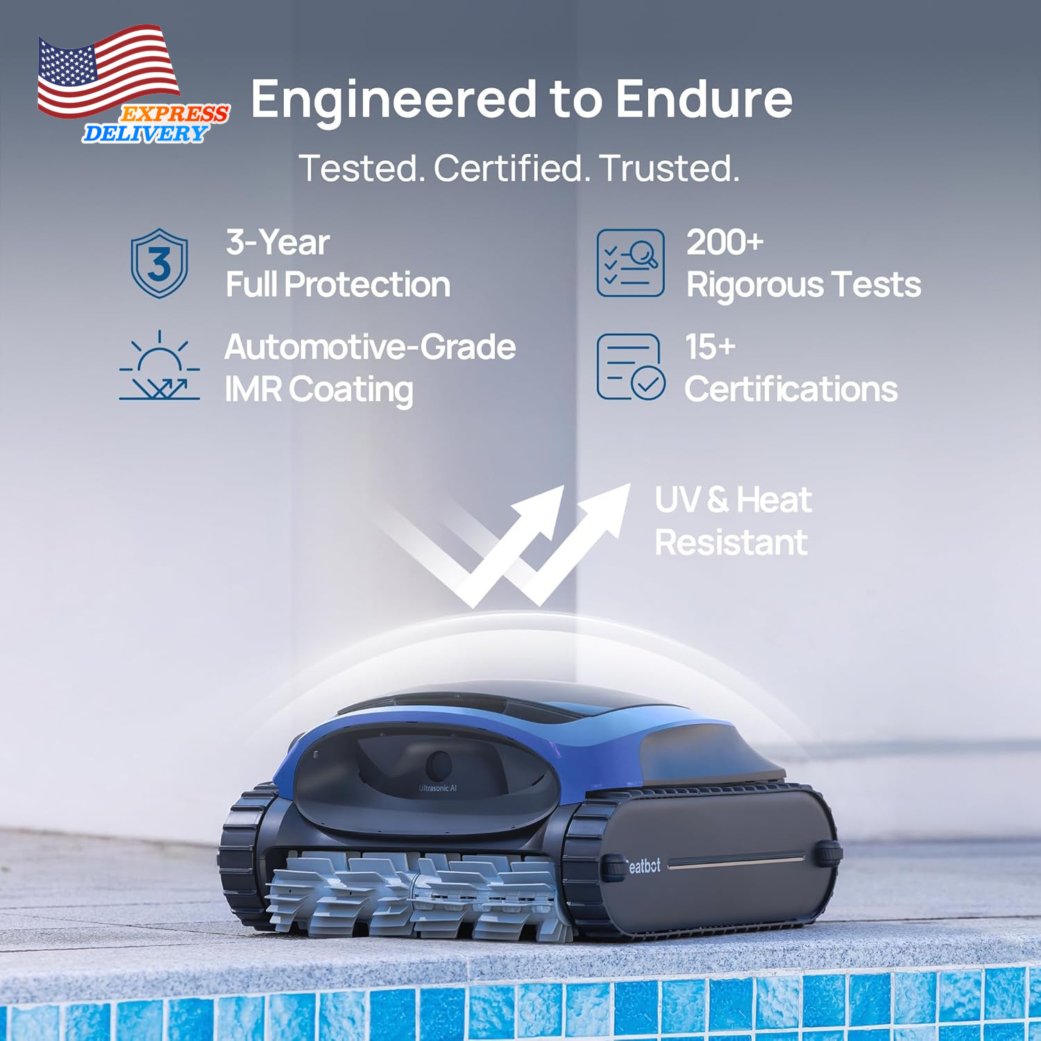 Aquasense 2 Cordless Robotic Pool Vacuum Cleaner Double-Pass Waterline Scrubbing