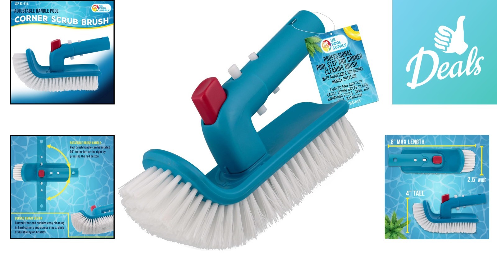 Lightweight 8×4 Pool Scrubber Brush – Perfect for Spas & Above Ground Pools