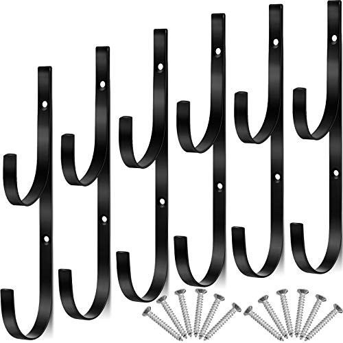 6 Pieces Pool Pole Hook Hanger Swimming Metal Brackets Pool Hook with 12 Black
