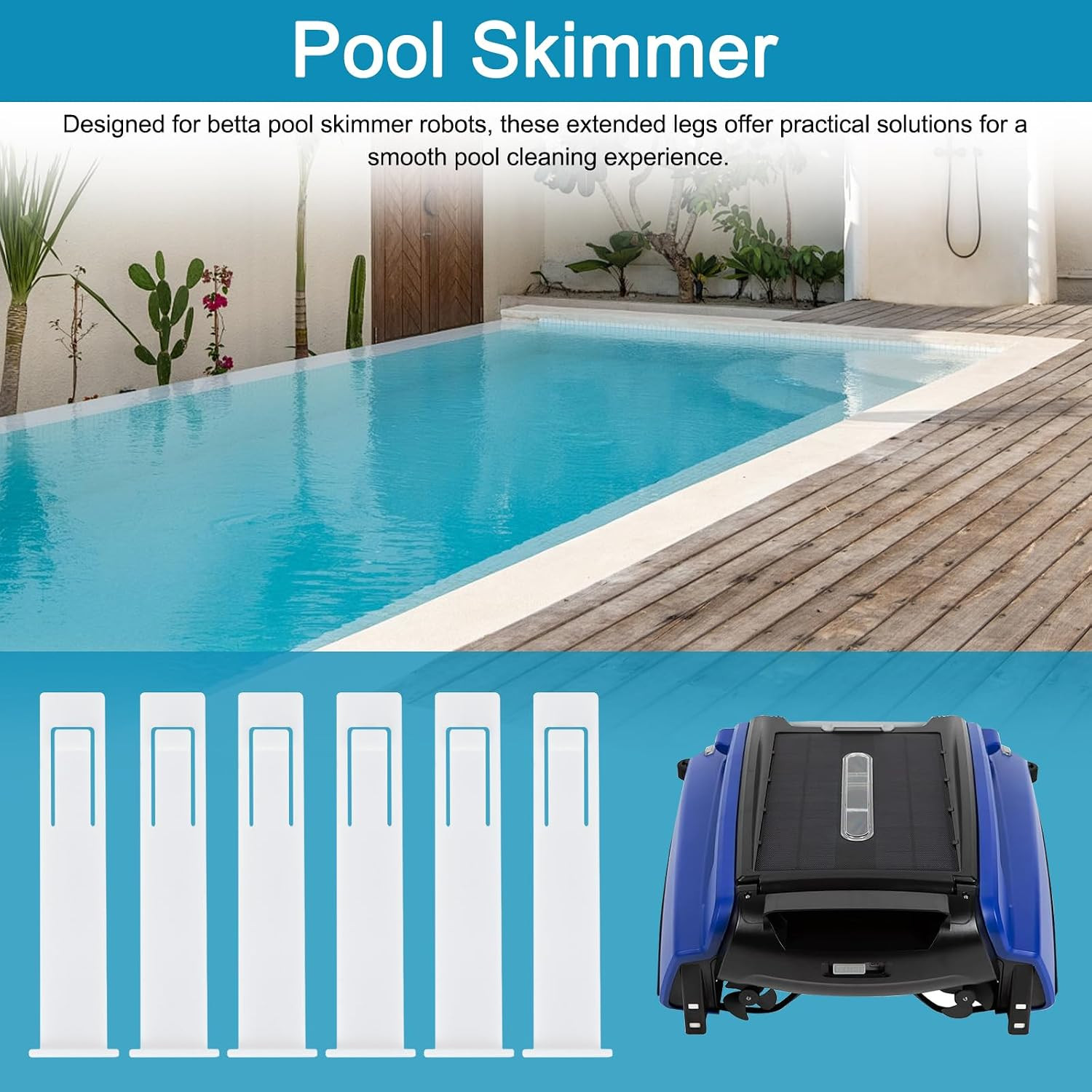 6 PCS Extended Leg Compatible with Betta SE Pool Skimmer, Pool Skimmer Leg (Whit