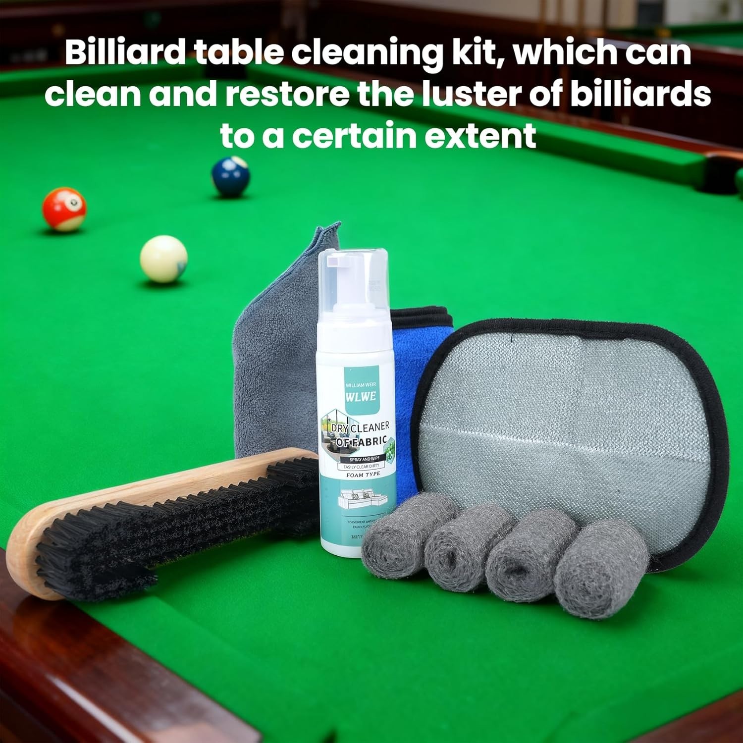 Gentle Billiard Cleaning Kit: Foam Spray & Ergonomic Brushes for Pristine Tables