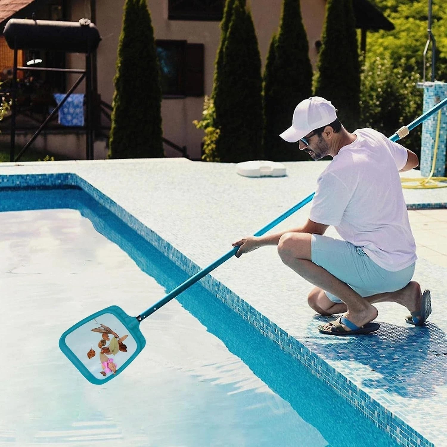 15 Foot Telescopic Swimming Pool Pole, Adjustable 3 Piece Extendable Pool Cle…