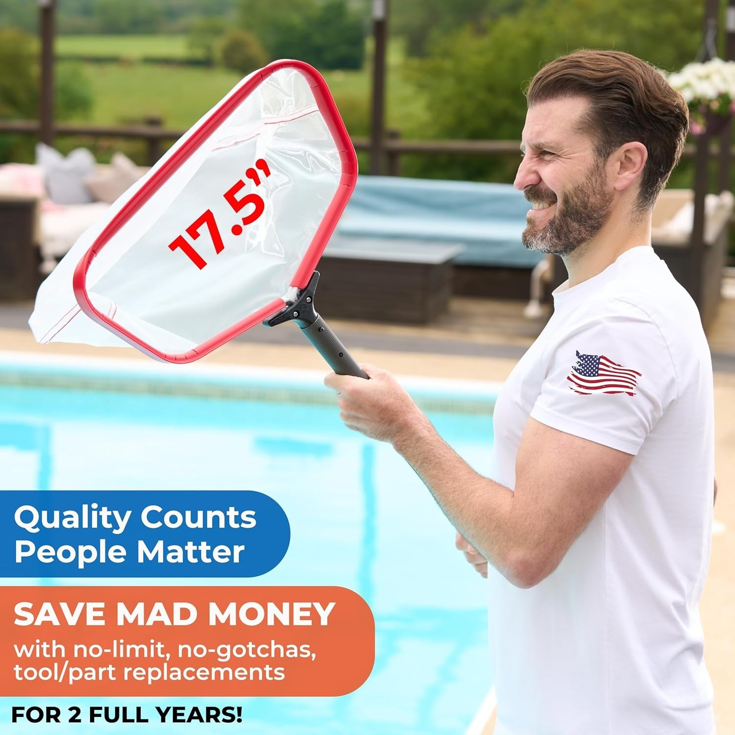 ProTuff Pool Skimmer 17.5in – Fine Mesh for Crystal Clear Water & Silt Removal