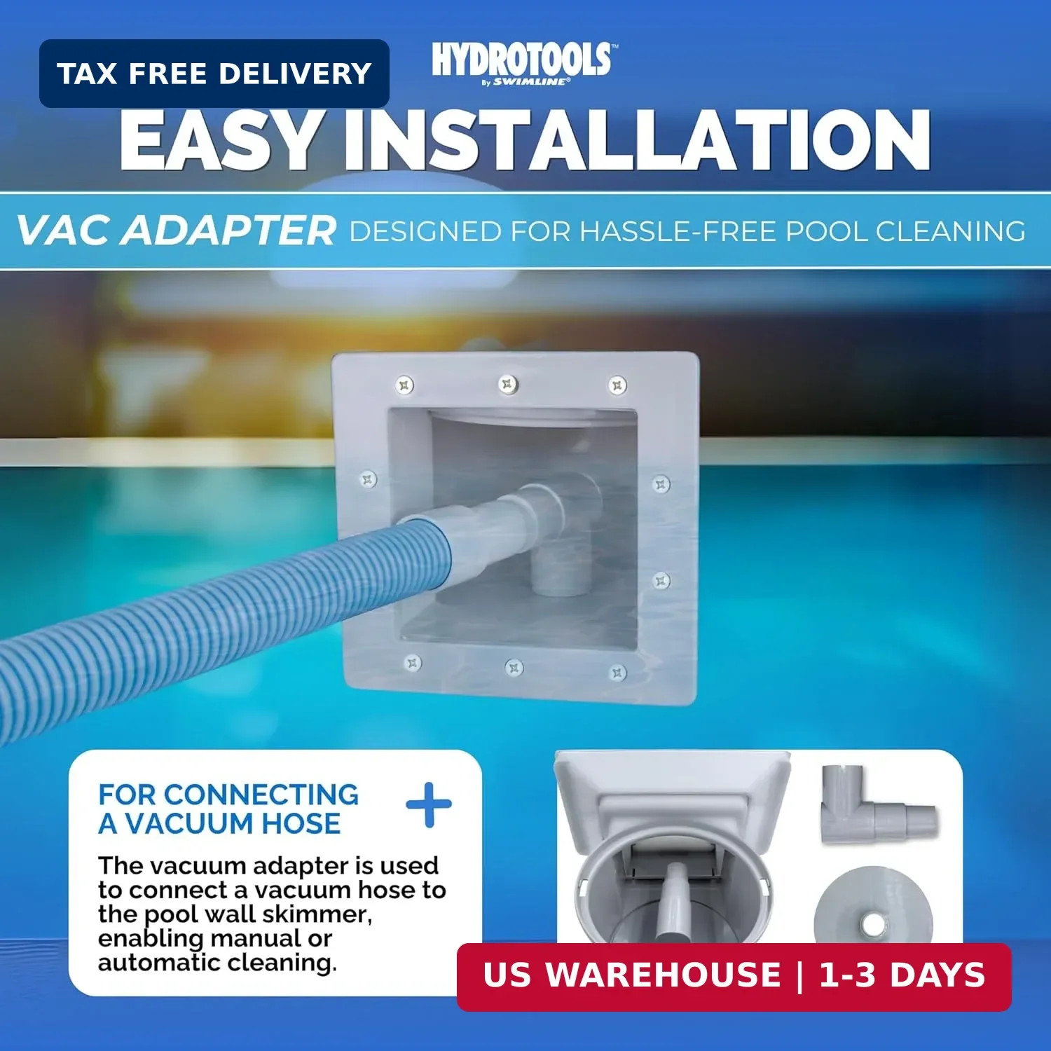 SWIMLINE HYDROTOOLS GREY Standard Thru-Wall Above Ground Pool Skimmer Kit | ABS