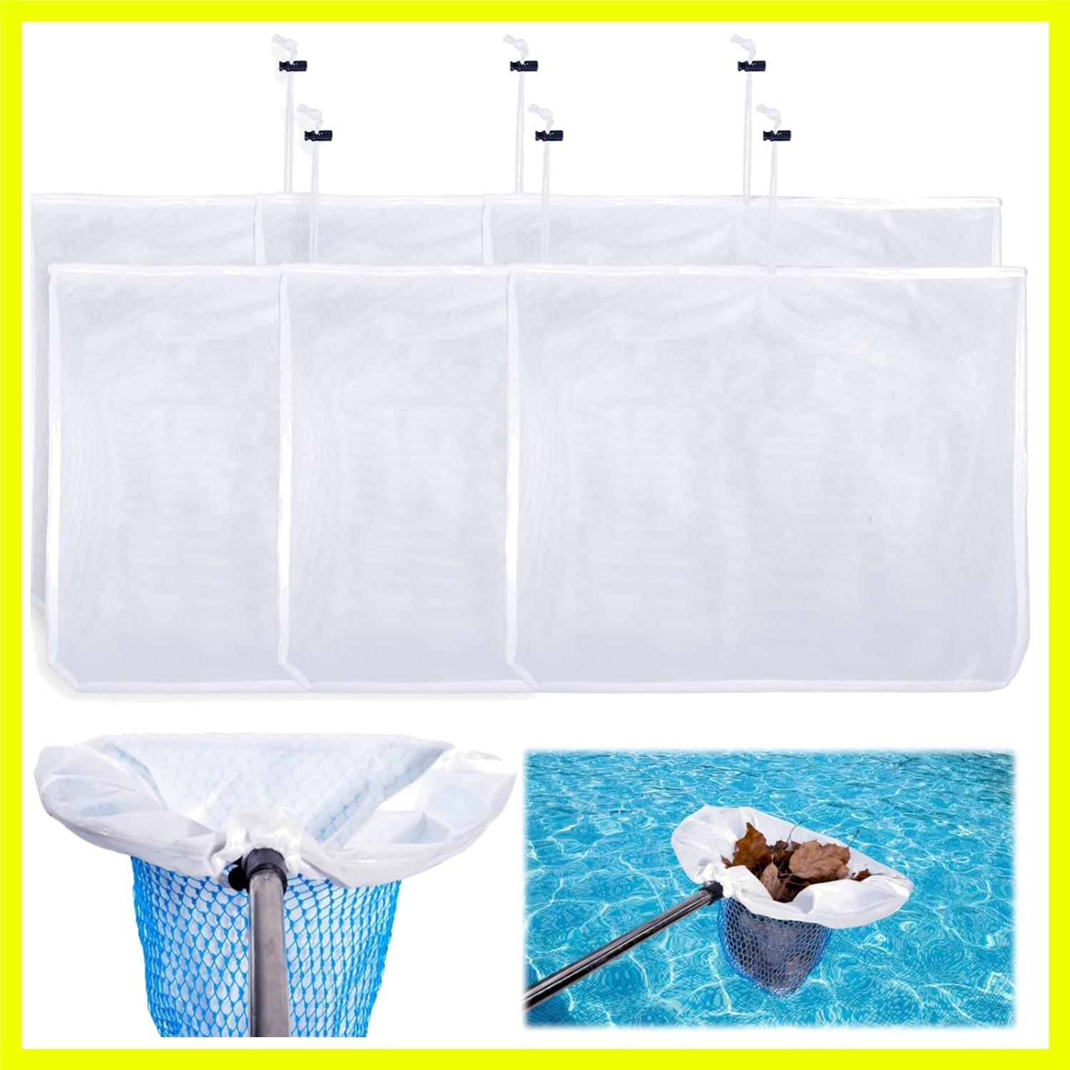 3Pcs Ultra Fine Mesh Pool Skimmer Net Insert,26x22In Adjustable Nylon Replace…