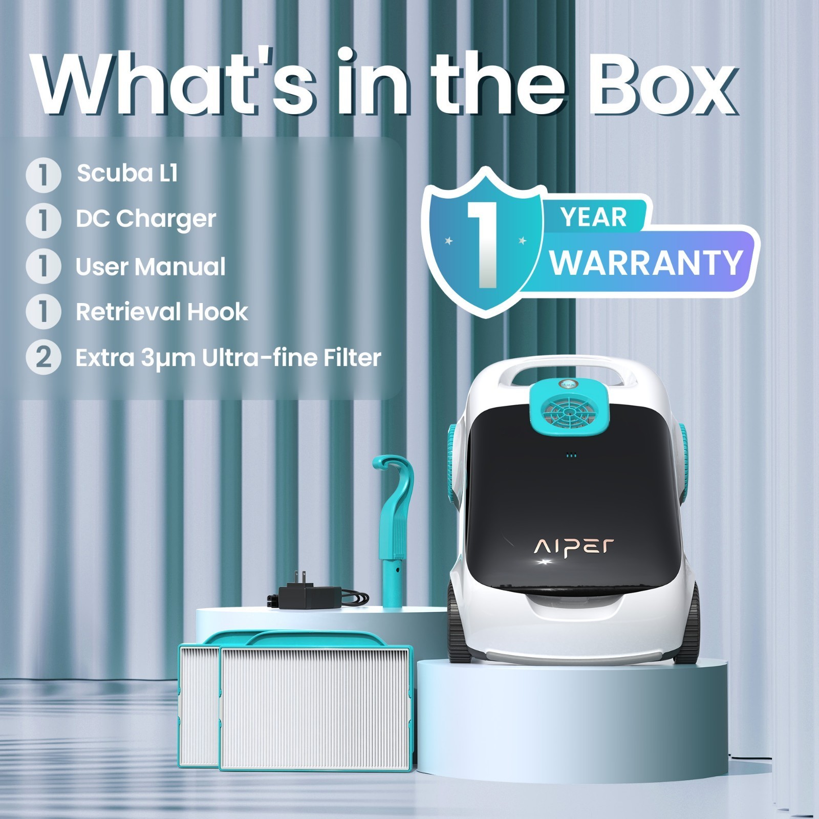 AIPER Scuba L1 Pool Cleaner Robot for Above Ground Smart Parking Pool Vacuum
