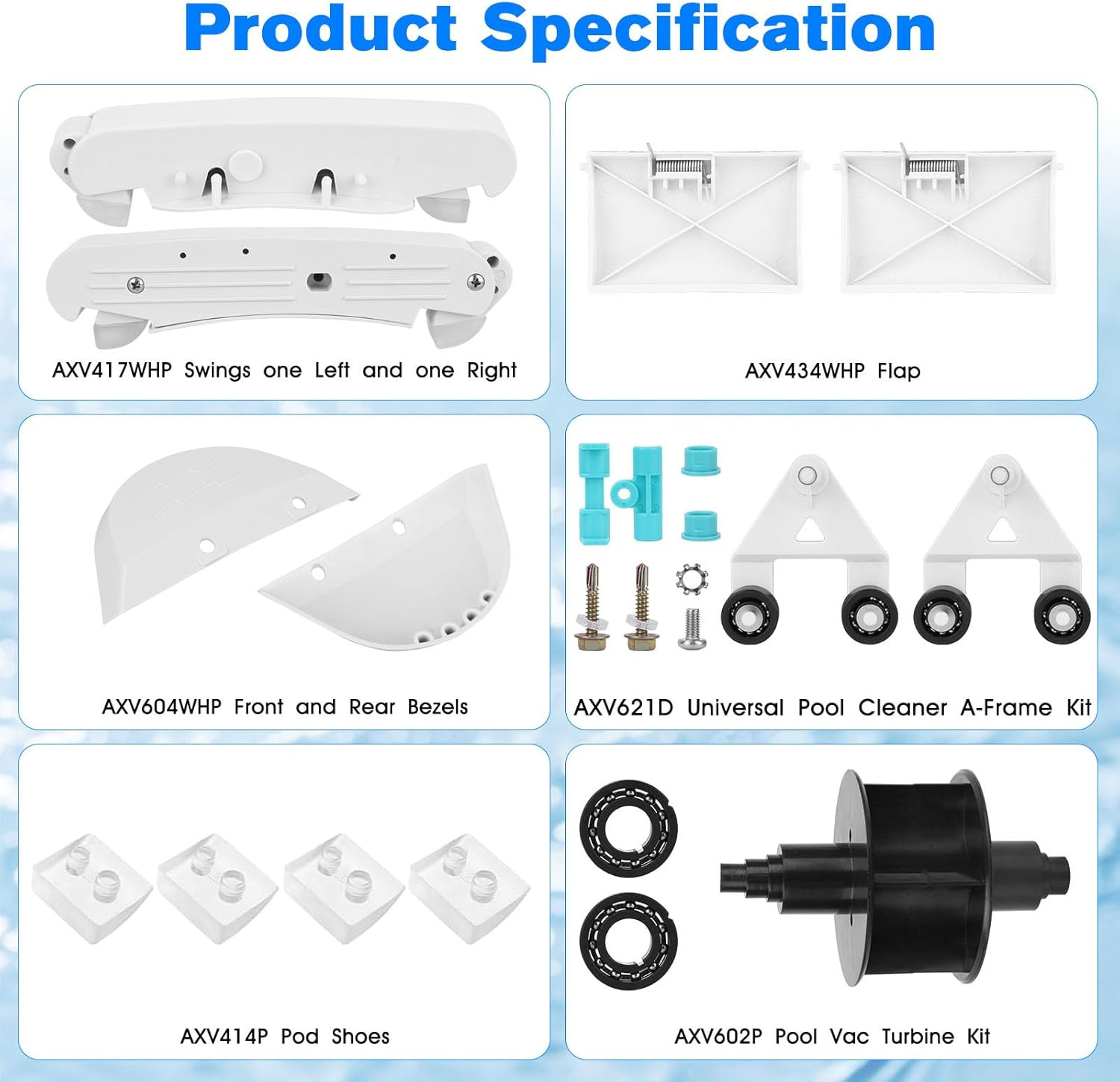 AXV417WHP Pool Cleaner Kit Replacement Hayward Pool Vacuum Parts AXV621DAT Pool