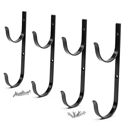 Pool Pole Hanger Premium Aluminium Holder Set by , Ideal Hooks for 4pc Black
