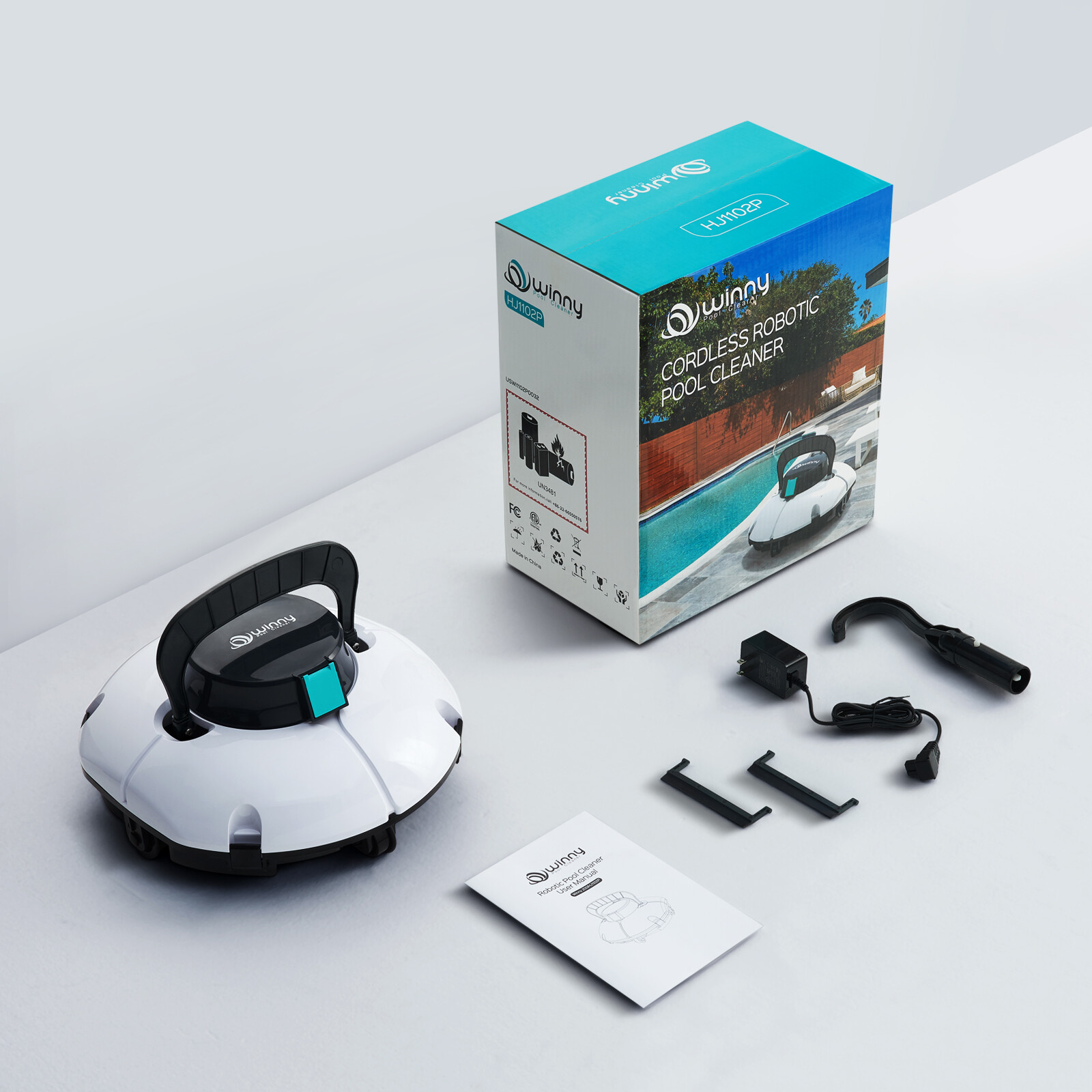 Winny Pool Cleaner Robotic Cordless Pool Vacuum Above-ground Pool up to 645Sq.ft