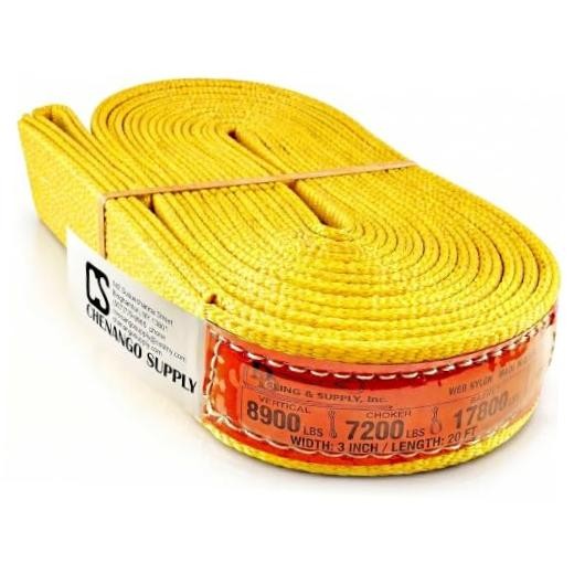 DD Sling 3 Inch x 20 Foot Nylon Lifting Sling – USA Made, 8,900 lb Vertical,
