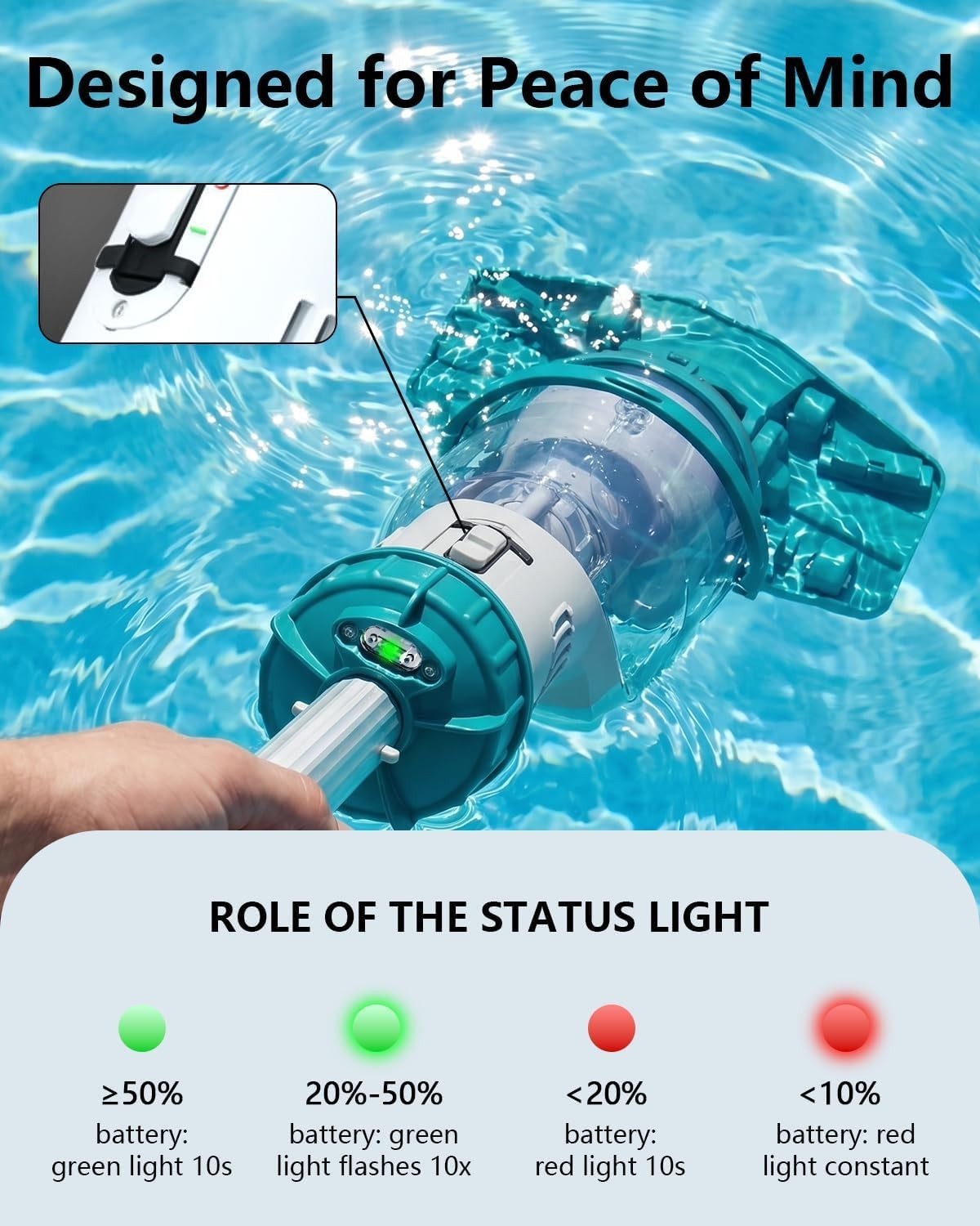 Efficient Cordless Hot Tub Vacuum with Waterproof Design & Extendable Pole